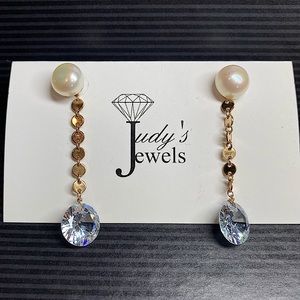 2 in 1 Pearl Studs and Zircon 14K/20 GF Earrings